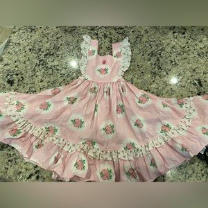 Eleanor Rose size 5-6 Glenda dress pink,white and green w/roses